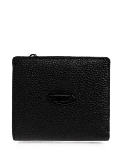 Diesel Hissu-evo Logo-plaque Bi-fold Wallet In Black