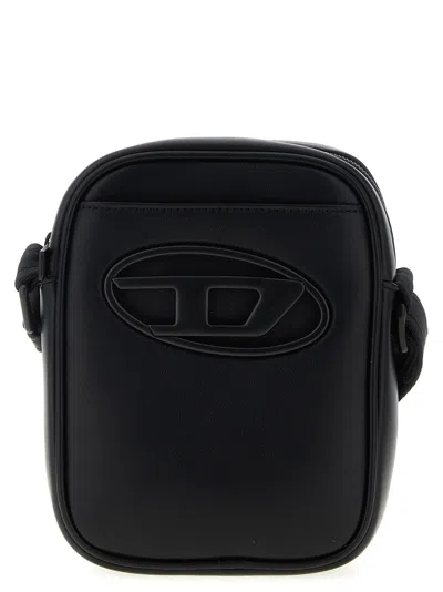 Diesel Holi-d Logo-plaque Crossbody Bag In Black