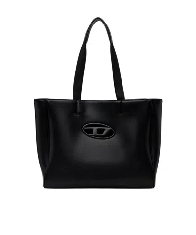 Diesel Holi-d Shopper Ew Logo Tote In Black