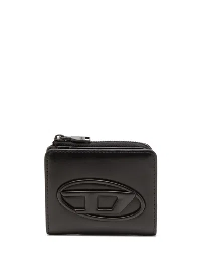 Diesel Card Holder In Smooth Leather In Black