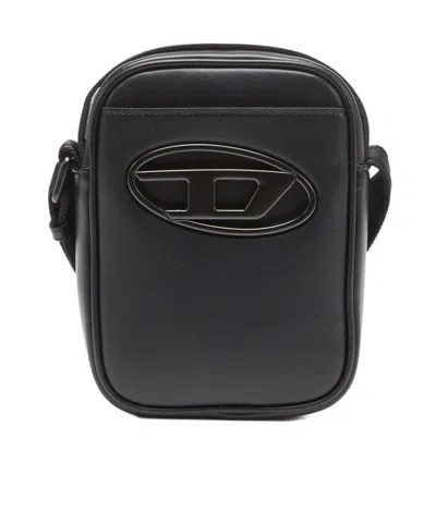 Diesel Holi-d Logo-plaque Crossbody Bag In Black