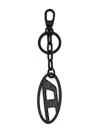 Diesel Metal Oval D Keyring With Crystals In Black
