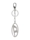 Diesel Metal Oval D Keyring With Crystals In Silver