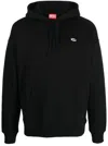 Diesel Hooded Black Cotton Sweatshirt In Black