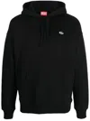 Diesel Hooded Black Cotton Sweatshirt In Black