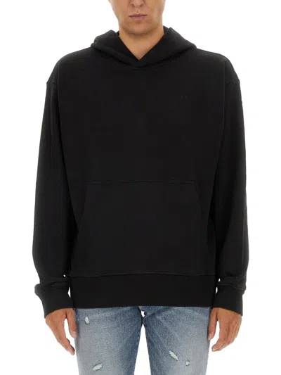 Diesel Hooded Black Sweatshirt With Subtle Logo