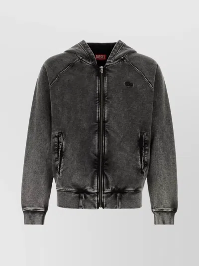 DIESEL HOODED COTTON SWEATSHIRT FEATURING SIDE POCKETS