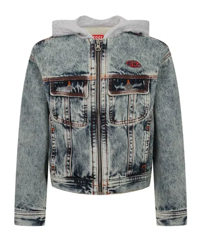 Diesel Hooded Denim Jacket In Blue
