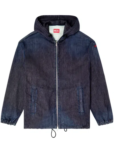Diesel Hooded Denim Jacket In Blue