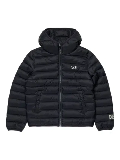 Diesel Kids Jstony Padded Hooded Jacket In Black