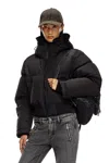 Diesel Hooded Down Jacket In Crinkled Nylon In Black