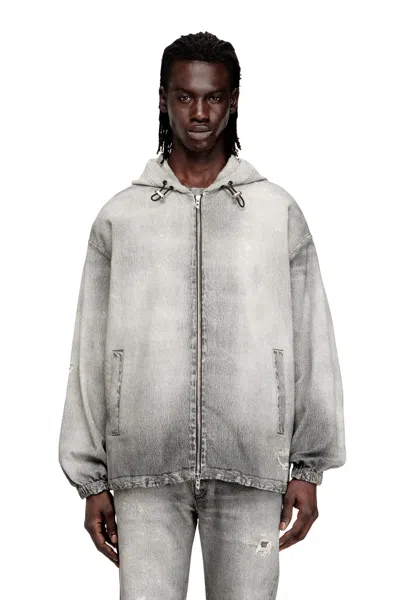Diesel Hooded Jacket In Trompe L'oeil Jogg Jeans In Gray