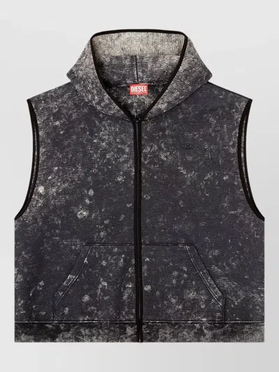 Diesel Hooded Jacket Lycra Trim Relaxed Fit In Black