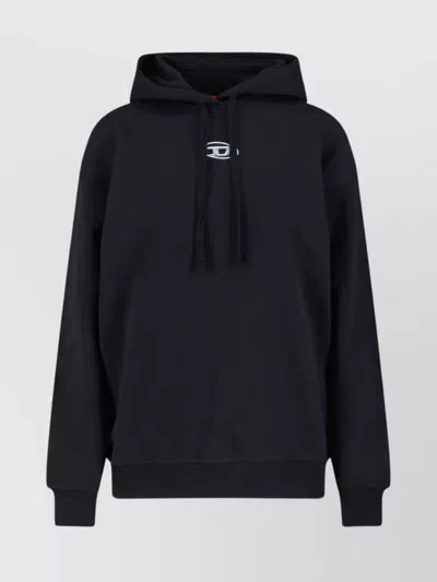 Diesel Hooded Knitwear With Drawstring And Ribbed Cuffs In Black