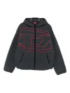 Diesel Textured Fleece Jacket With Bold Graphic Embroidery In Black