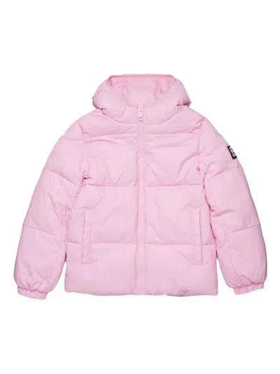 Diesel Kids' Hooded Puffer Jacket In Pink