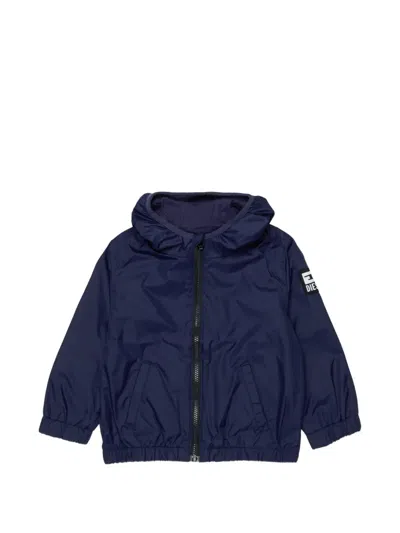 Diesel Babies' Hooded Rainwear Jacket In Blue