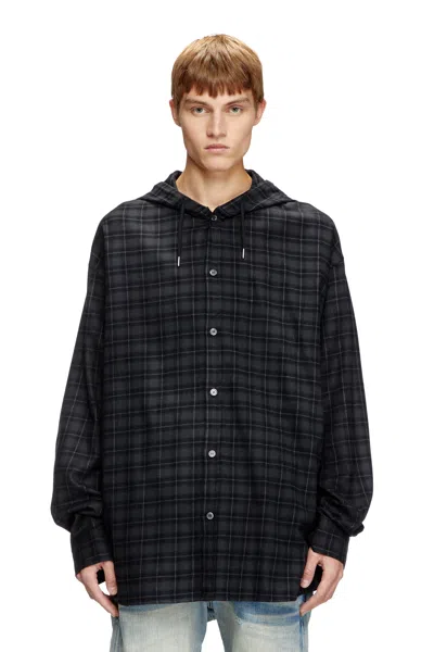 Diesel Hooded Shirt In Check Flannel In Tobedefined