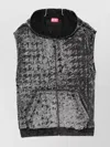 Diesel Hooded Sleeveless Blazer Kangaroo Pocket In Black