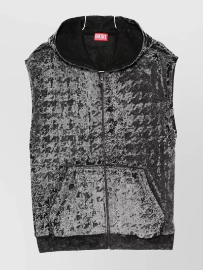 DIESEL HOODED SLEEVELESS BLAZER KANGAROO POCKET