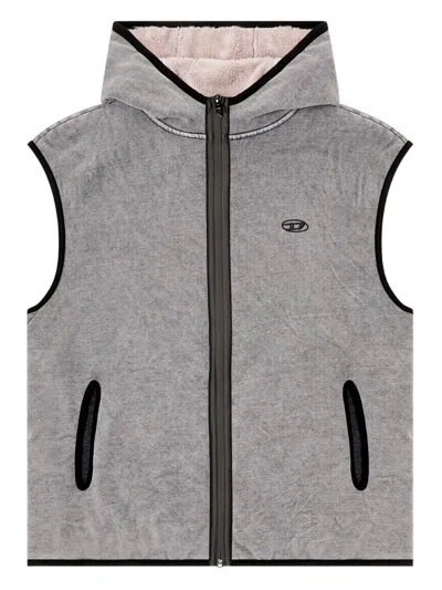 Diesel Hooded Sleeveless Sweater In Gray