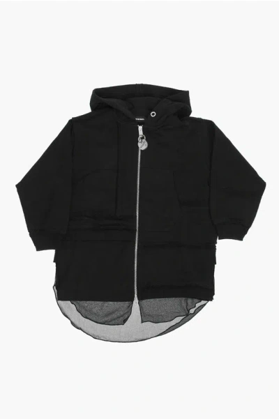 Diesel Hooded Sture Sweatshirt With Zip Closure In Black