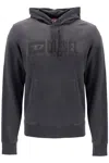Diesel Hooded Sweatshirt With Brushed Texture And Bold Logo In Blue