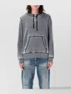 Diesel Hooded Sweater With Kangaroo Pocket And Ribbed Finish In Grau