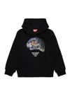 Diesel Hooded Sweatshirt With Earth Print In Black