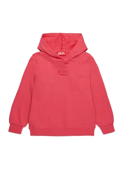 Diesel Kids' Logo-embroidered Hoodie In Pink