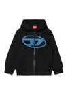 Diesel Slogy Over Logo Zipped Hoodie In Black