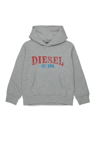 Diesel Kids' Hooded Sweatshirt With Logo In Gray