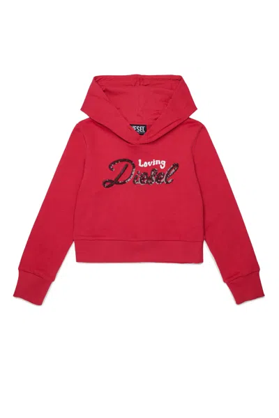 Diesel Kids' Hooded Sweatshirt With Logo In Red