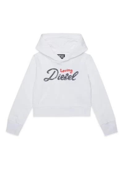 Diesel Kids' Hooded Sweatshirt With Logo In White