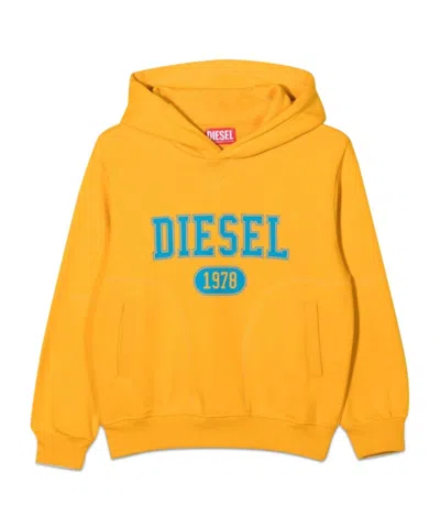 Diesel Kids' Hooded Sweatshirt With Logo In Yellow