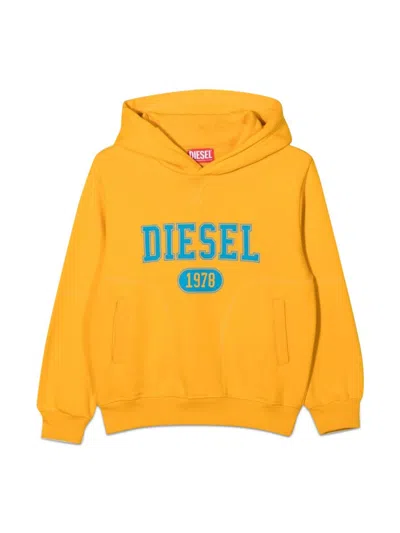 Diesel Kids' Hooded Sweatshirt With Logo In Yellow