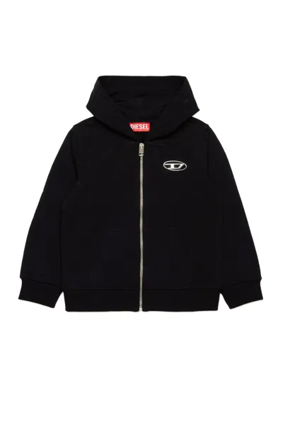 Diesel Kids' Hooded Sweatshirt With Oval D Logo In Black