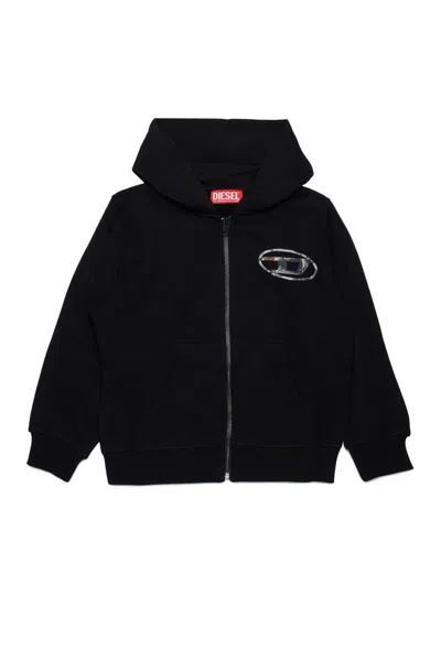 DIESEL FELPA CON CAPPUCCIO E LOGO OVAL D PLANET CAMOU