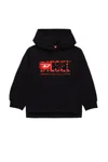 Diesel Hoodie With Layered Logos In Black