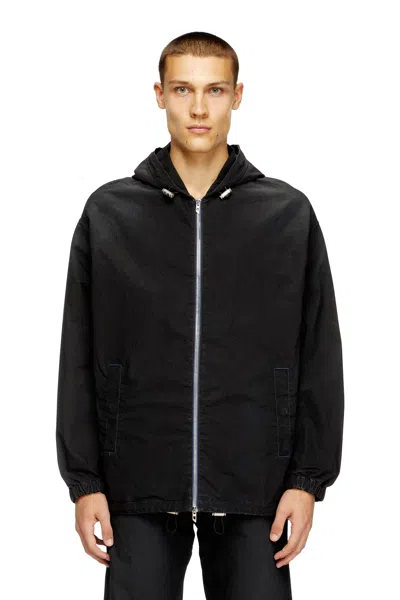 Diesel Hooded Technical Jogg Jeans Jacket In Black