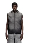 Diesel Hooded Vest In Denim-effect Jacquard In Black