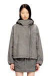 Diesel Hooded Windbreaker In Treated Taslan In Gray