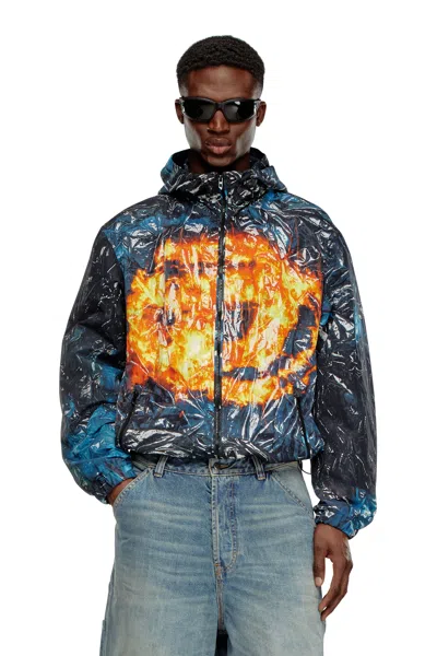 Diesel Hooded Windbreaker With Poster Print In Tobedefined
