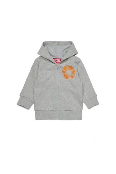 Diesel Kids' Hooded Zip Sweatshirt  Circular In Gray