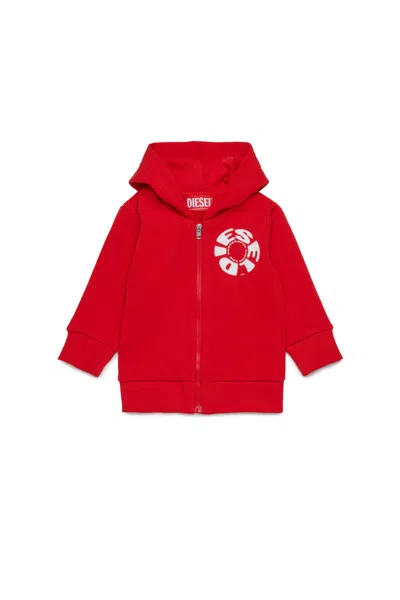 Diesel Kids' Hooded Zip Sweatshirt  Circular In Red