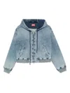 Diesel Hooded Zip-up Denim Jacket In Blue