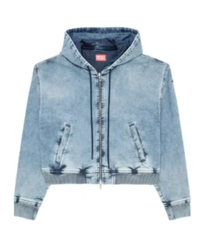 DIESEL HOODED ZIP-UP DENIM JACKET