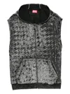 Diesel Hooded Zip-up Vest In Gray