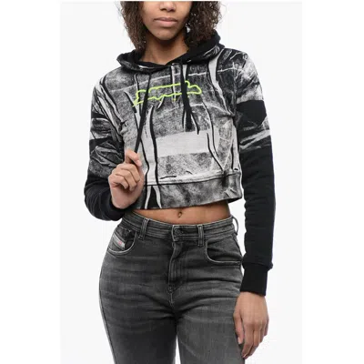 Diesel Hoodie Crop Sweethirt With Embossed Logo In Black