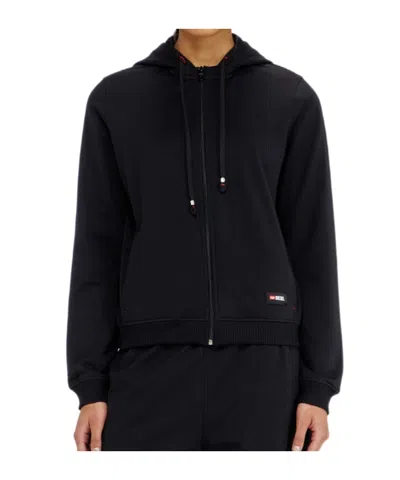 Diesel Hoodie In Peached Cotton Blend In Black